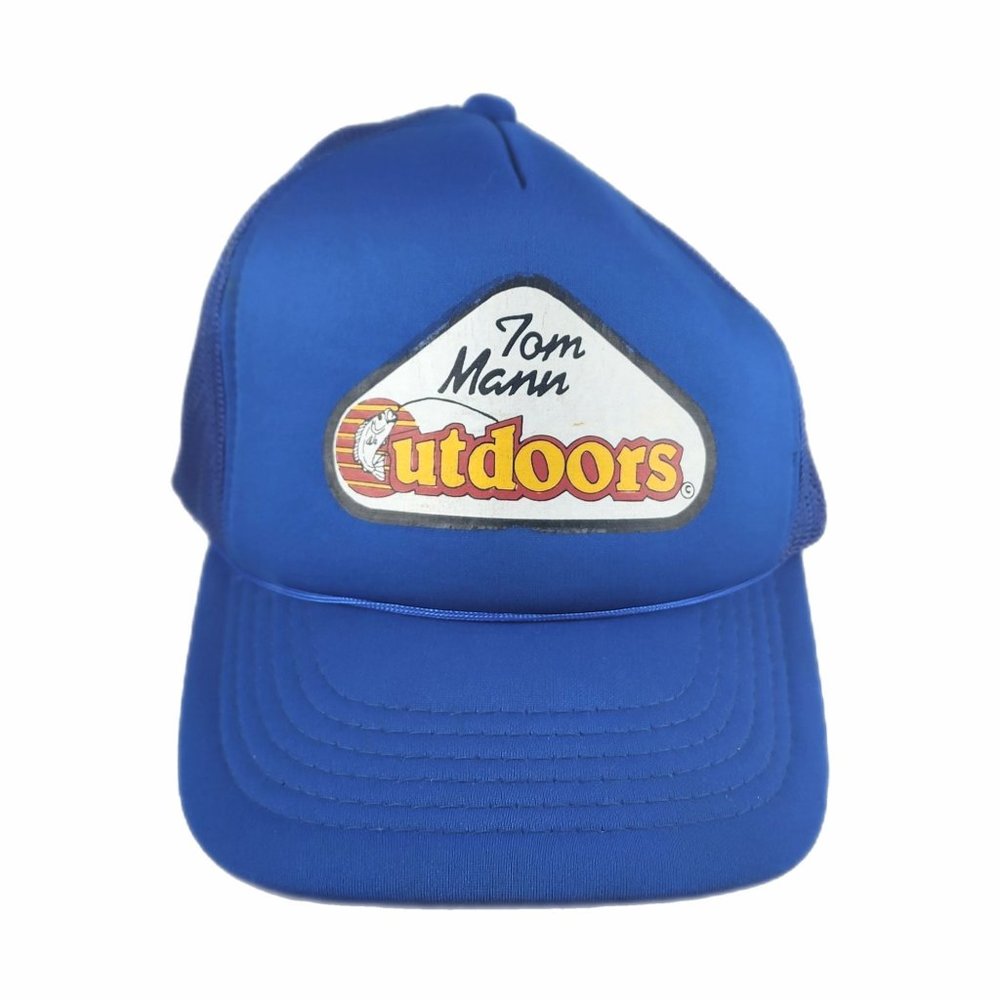 Vintage Trucker Hat Tom Mann Outdoors Bass Fishing Tournament Cap Vtg 80s 90s